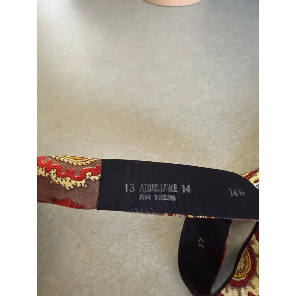 Vintage Brown Paisley Silk Bow Tie Adjustable
